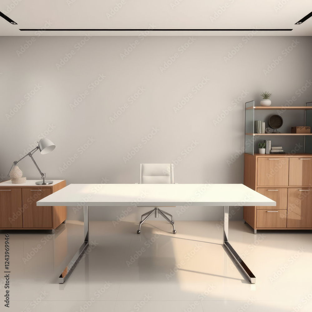 Minimalist desk design featuring a large copy space and modern decor, simple design, large copy space, minimalist desk design Minimalist desk design featuring a large copy space and modern decor, simple design, large copy space, minimalist desk design
