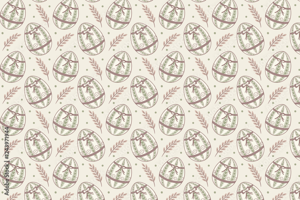 Easter Egg and Floral Seamless Geometric Pattern Vector Background Easter Egg and Floral Seamless Geometric Pattern Vector Background
