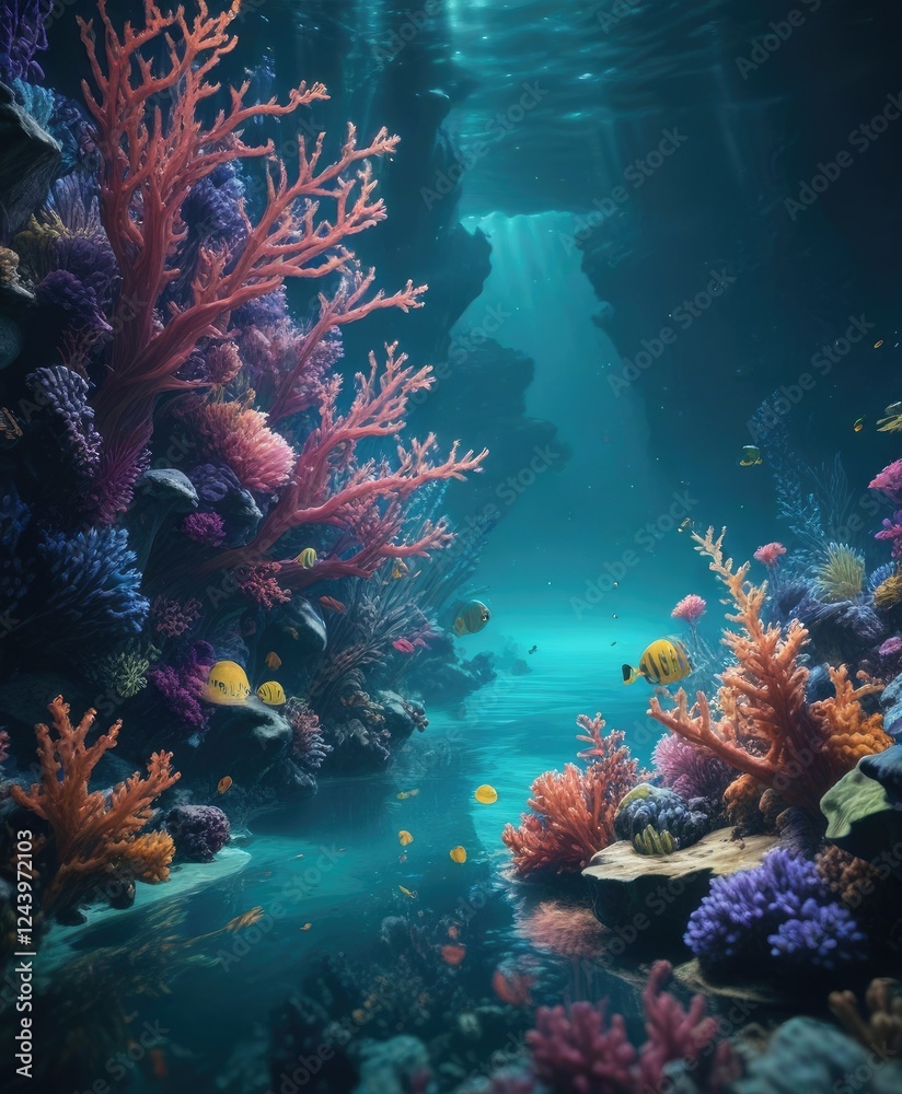 Obraz premium Mysterious underwater scene with soft focus and calming colors, peaceful, serene, blur