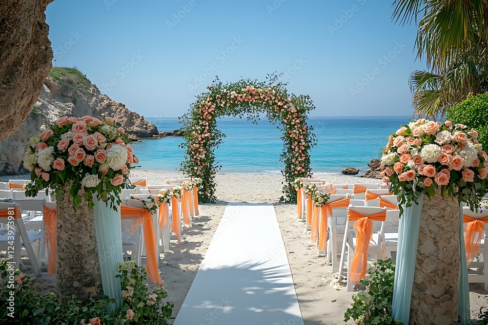 Fototapeta premium Wedding ceremony on a beach by the sea