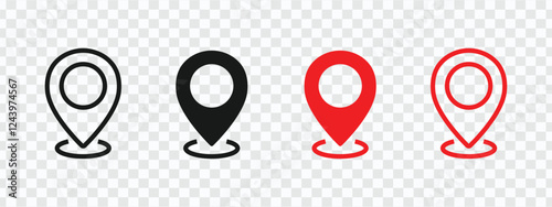 New Location Map Icons with Pin and Marker