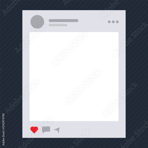 A white frame with a red heart in the center. The frame is empty and ready to be filled with content
