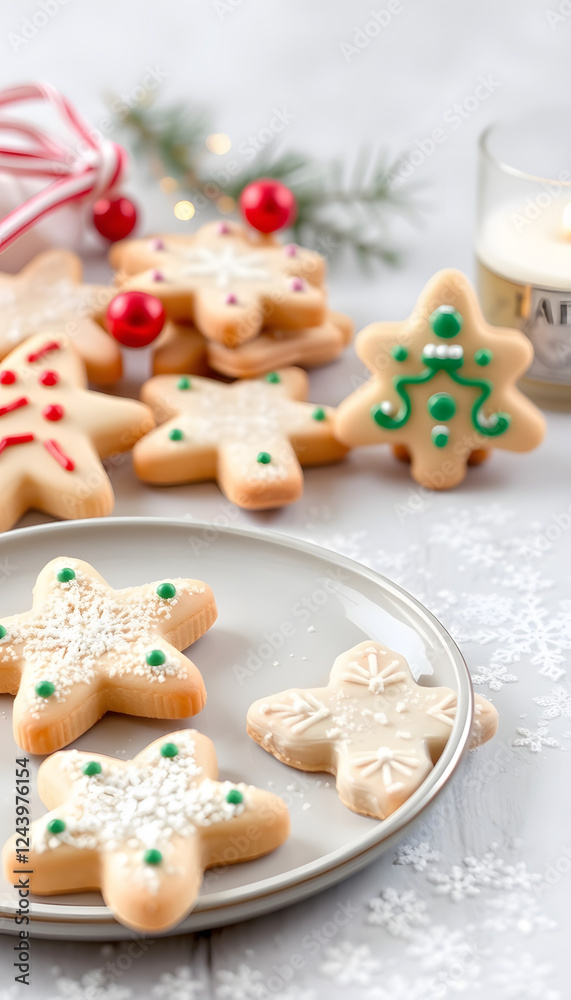 Home made Christmas shortbread cookies, low-poly. with white shades Home made Christmas shortbread cookies, low-poly. with white shades