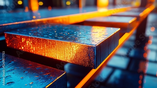 Radiant Metallic Textures with Warm Light Effects on Surface