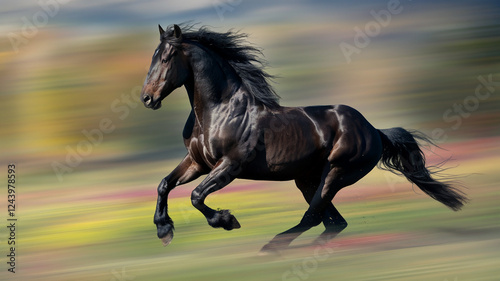 black horse running