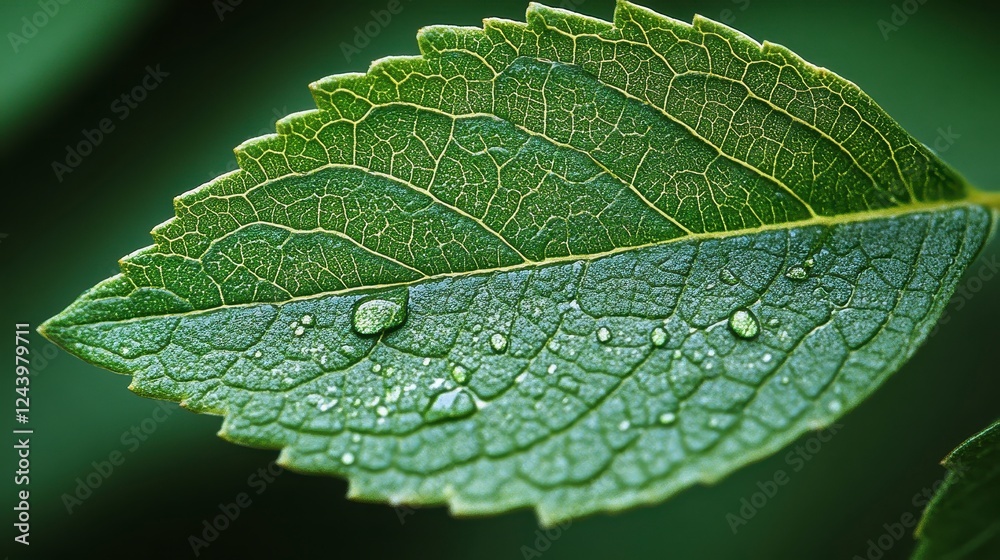 Dewdrops on leaf, close-up, garden, nature background, eco Dewdrops on leaf, close-up, garden, nature background, eco