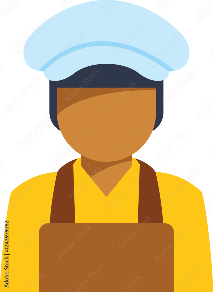 Baker wearing an apron and hat, flat design illustration, perfect for food and beverage industry projects Baker wearing an apron and hat, flat design illustration, perfect for food and beverage industry projects