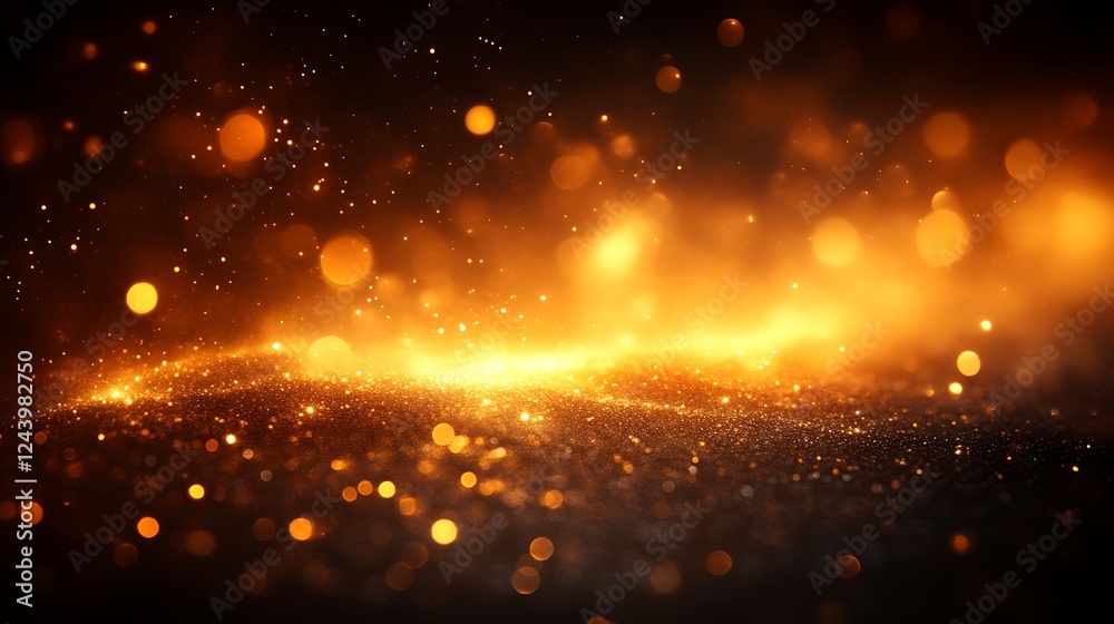 Obraz premium Golden Glitter Background with Sparkling Lights