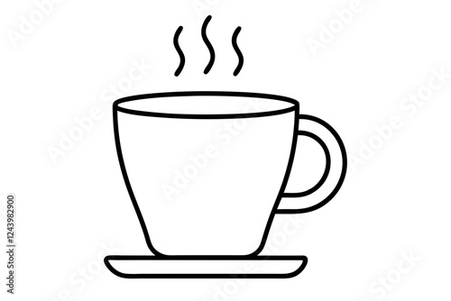 Coffee Mug Flat Icon - Hot Caffeine Drink Vector for Cafes