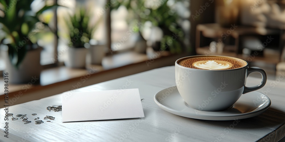 Fototapeta premium Aromatic Latte in Cozy Cafe Setting