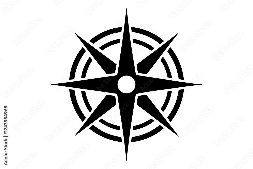 Compass Rose Icon - Flat Design Windrose Symbol for Navigation Compass Rose Icon - Flat Design Windrose Symbol for Navigation