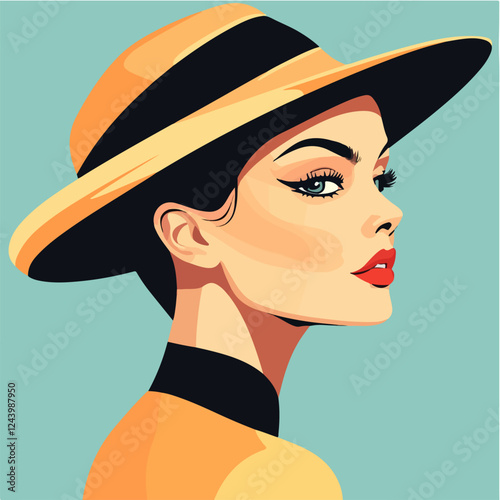 Illustration of a beautiful woman in retro style. Beautiful woman.