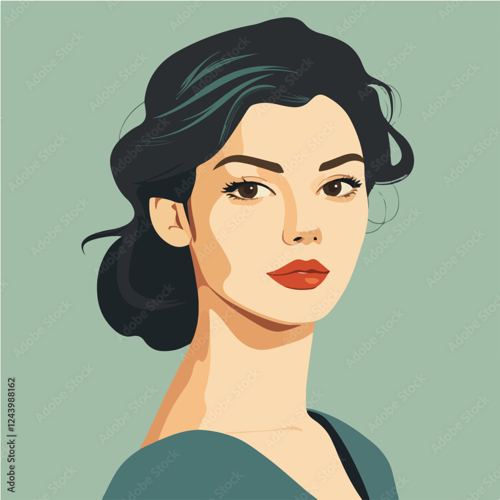 Illustration of a beautiful woman in retro style. Beautiful woman. Illustration of a beautiful woman in retro style. Beautiful woman.
