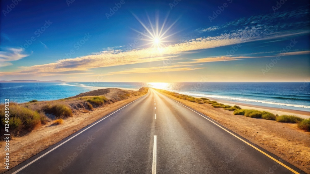 Oceanside Asphalt Road at Sunset A Journey to the Horizon Oceanside Asphalt Road at Sunset A Journey to the Horizon