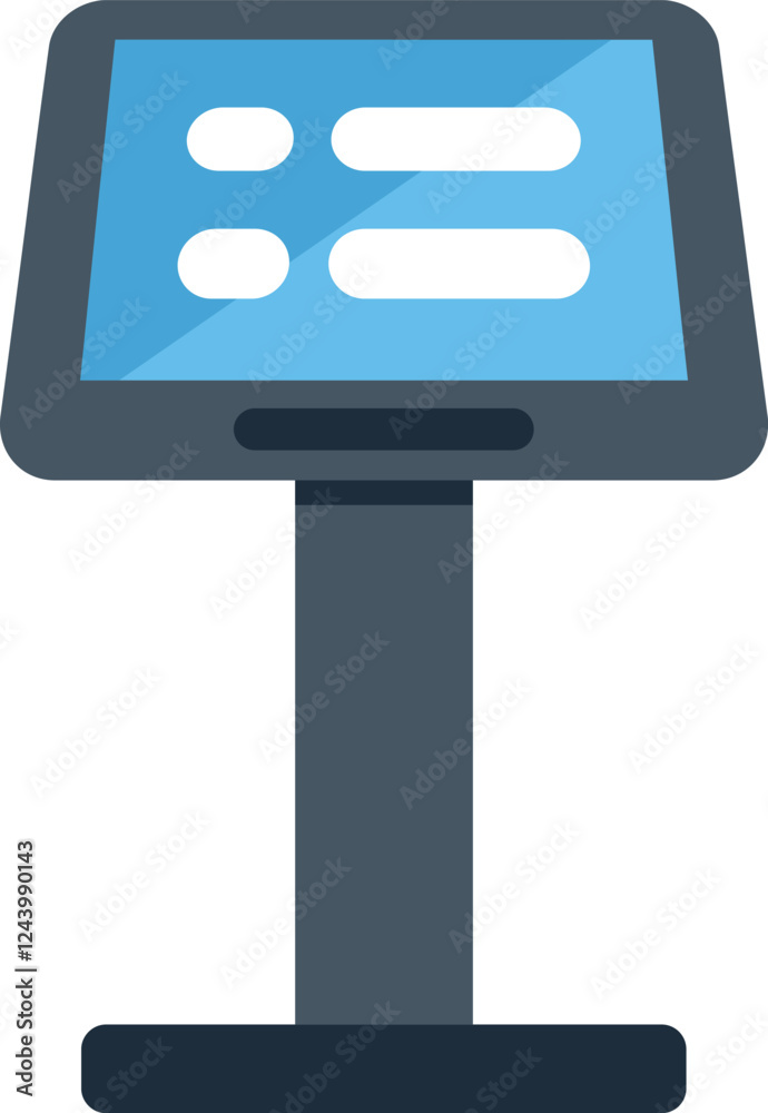 Interactive kiosk displaying information on a touch screen, providing convenient access to data and services Interactive kiosk displaying information on a touch screen, providing convenient access to data and services