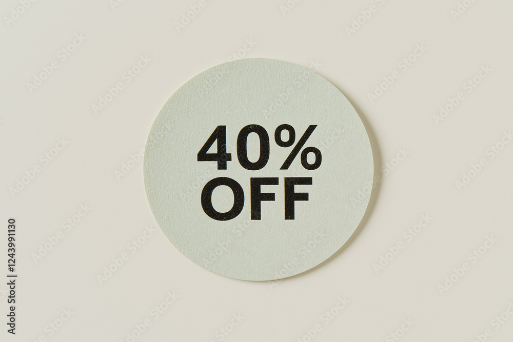 40% Off Sale: A clean, minimal design featuring a bold black 40% Off Sale: A clean, minimal design featuring a bold black