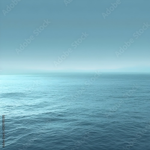 Wallpaper Mural A tranquil view of the calm ocean surface, showcasing serene shades of blue and turquoise. The gentle waves reflect the soft, hazy sky, creating a peaceful atmosphere. Torontodigital.ca