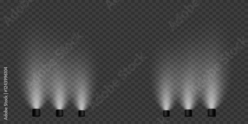 Magic stage lighting effect. Spotlight light effect. On a transparent background.