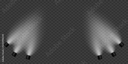 Magic stage lighting effect. Spotlight light effect. On a transparent background.