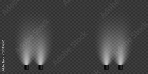 Magic stage lighting effect. Spotlight light effect. On a transparent background.