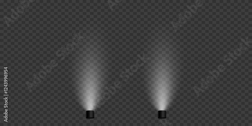 Magic stage lighting effect. Spotlight light effect. On a transparent background.