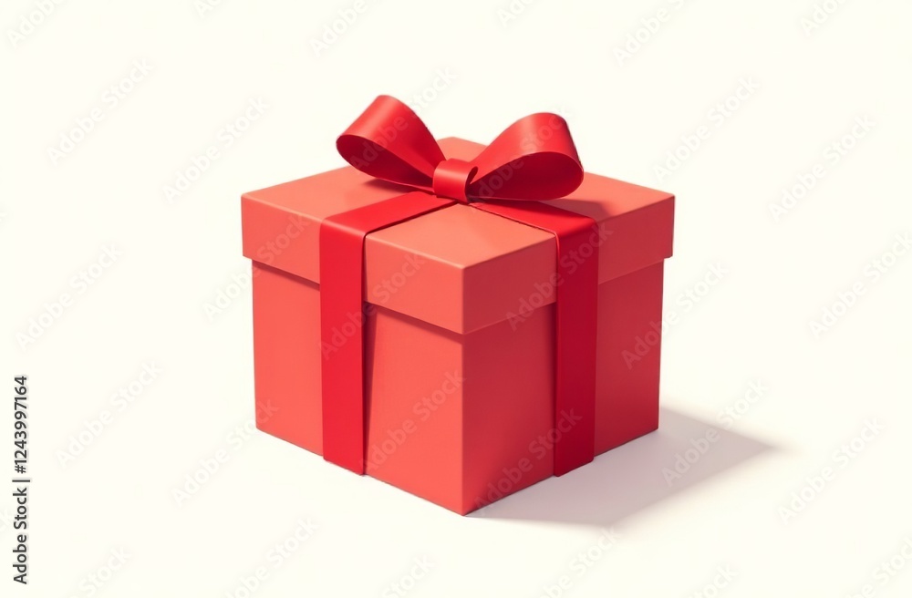 Red Gift Box with Ribbon Standing on white Background. AI-generated Red Gift Box with Ribbon Standing on white Background. AI-generated