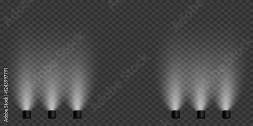 Magic stage lighting effect. Spotlight light effect. On a transparent background.