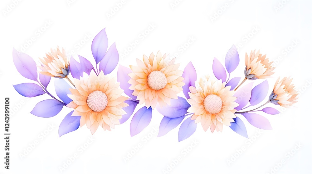Fototapeta premium Soft Floral Arrangement with Sunflowers and Lavender Leaves
