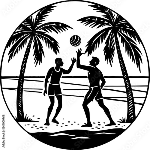Volleyball ball icon. Vector illustration. Set of isolated volleyball ball icons. Black volleyball ball symbol