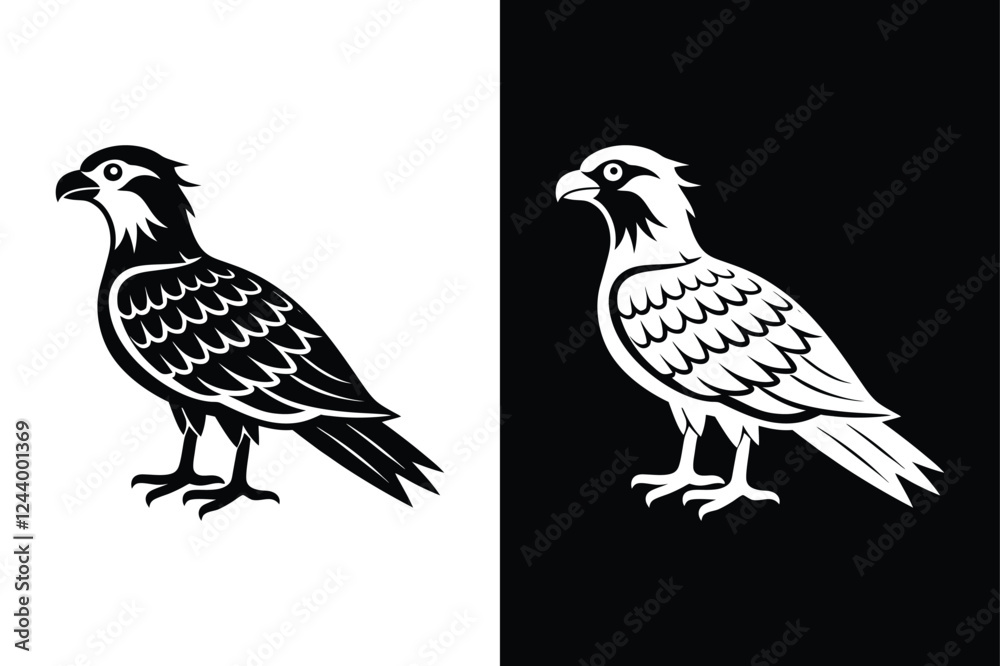 Fototapeta premium Osprey Silhouette Vector with Black and White.
