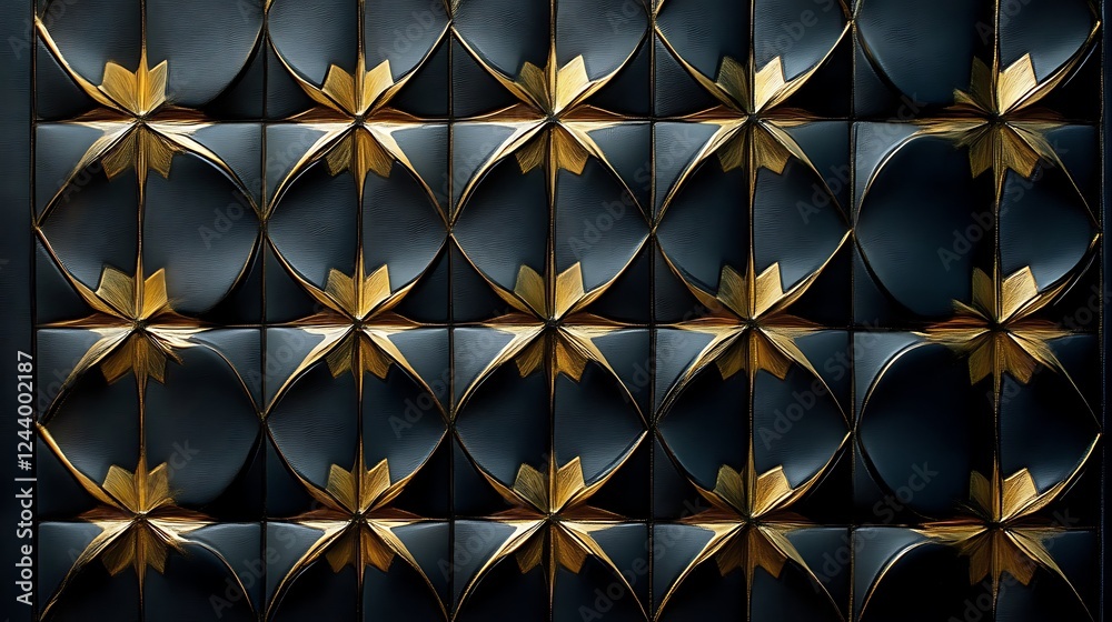 Abstract Gold Star Pattern Black Background Tile Design Abstract Gold Star Pattern Black Background Tile Design