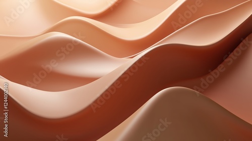Soft gradient wallpaper design in Pantone 2025 colour Mocha Mousse showcasing gentle curves and smooth texture. Satin, silk fabric