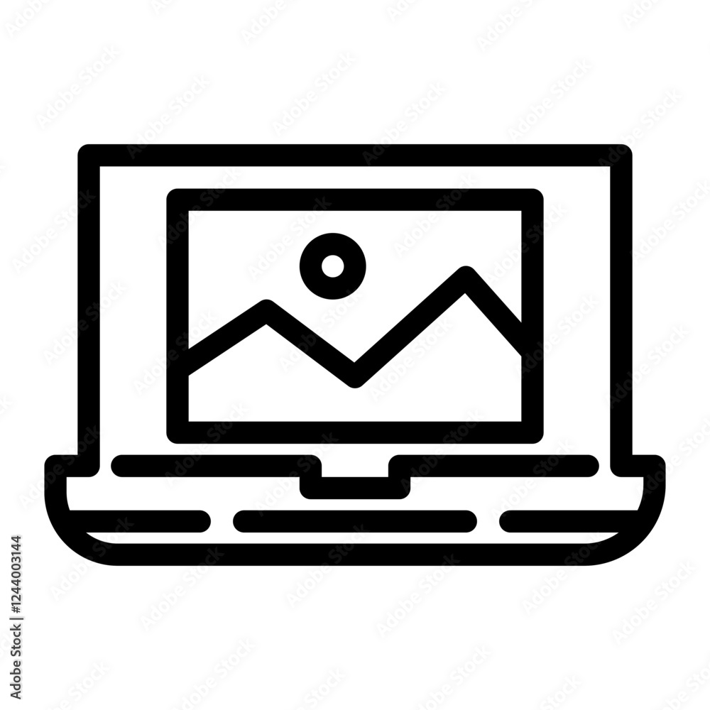 laptop image line icon