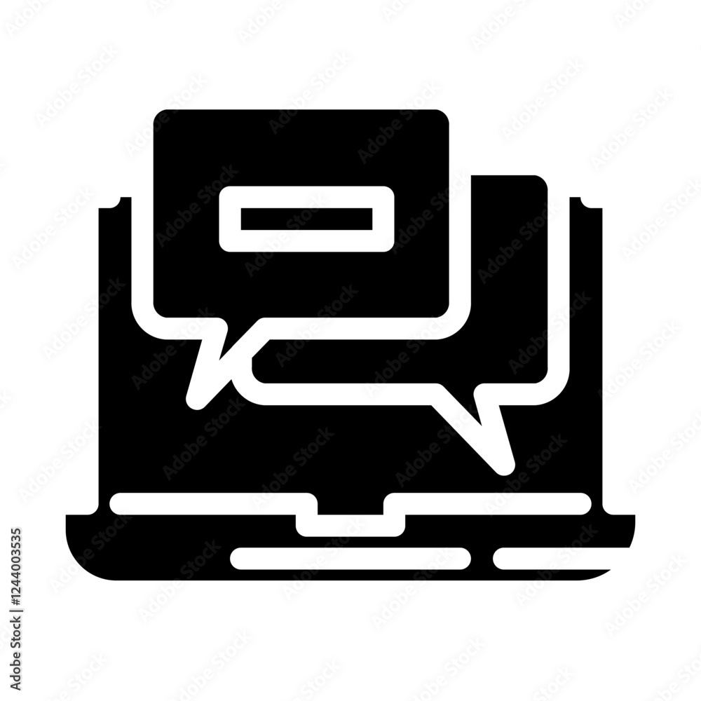 laptop chat solid icon laptop chat solid icon