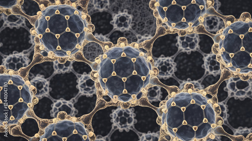 Microscopic View of Nanoparticles with Molecular Structure in a Scientific Visualization