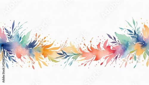 Delicate watercolor border with artistic brushstrokes, isolated on a clean white background, perfect for elegant and creative designs
