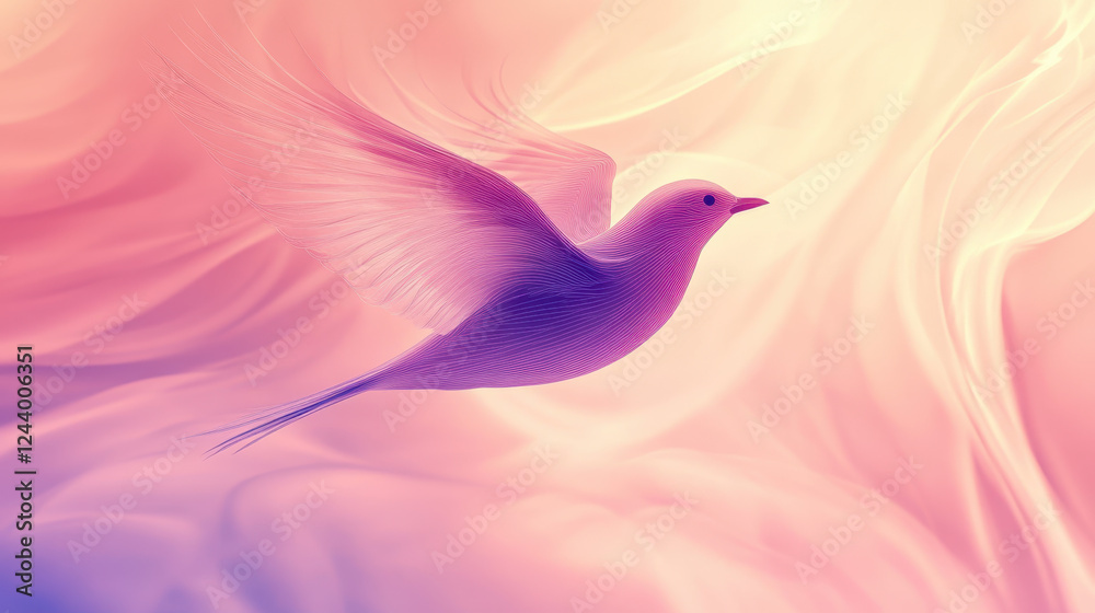 Bird Soaring Through Pastel Clouds at Dusk With Elegant Wings and a Tranquil Atmosphere Bird Soaring Through Pastel Clouds at Dusk With Elegant Wings and a Tranquil Atmosphere