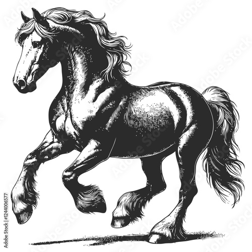 horse drawn vector illustration
