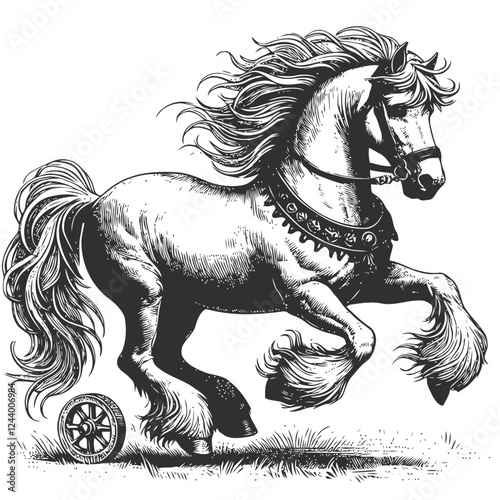 horse drawn vector illustration