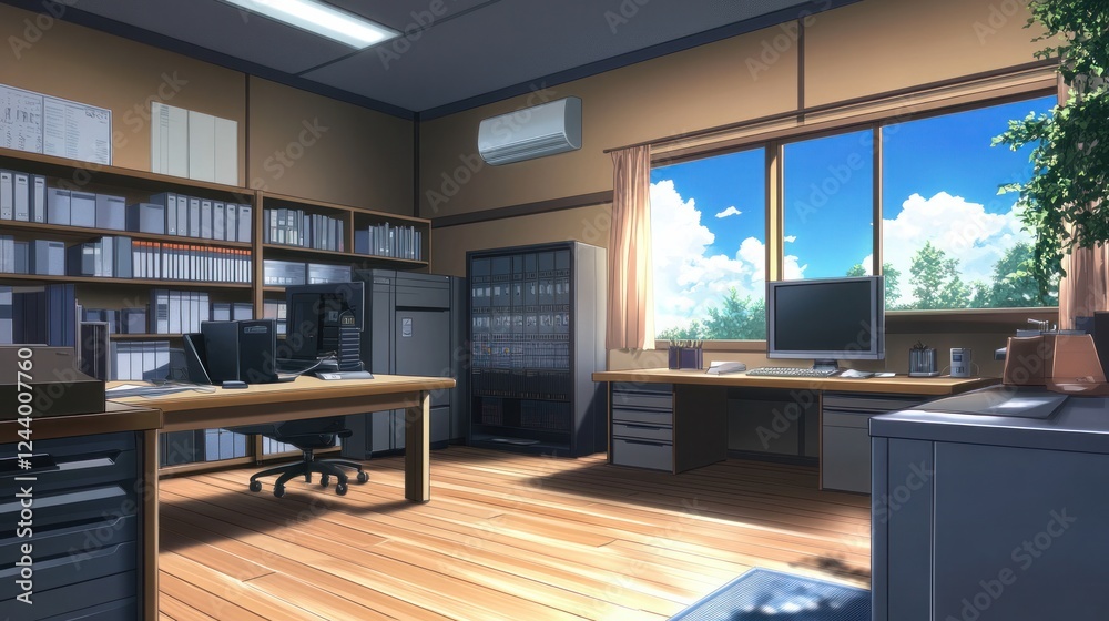 A large, contemporary office with clean, glossy laminate floors A large, contemporary office with clean, glossy laminate floors