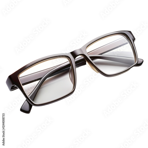 Stylish modern eyeglasses frames brown rectangular design glasses men lens on transparent background