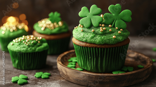 Wallpaper Mural St. Patrick’s Day Cupcakes with Shamrock Decorations and Green Frosting. Torontodigital.ca
