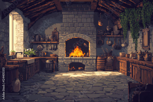 Scottish Highland Castle Kitchen Hearth