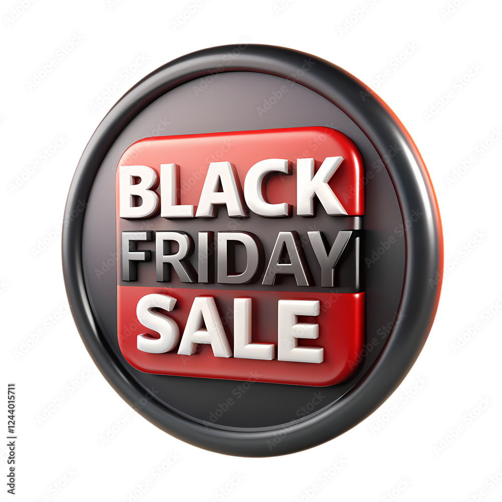 Black friday sale 3d render red black graphic design discount promotion on transparent background Black friday sale 3d render red black graphic design discount promotion on transparent background