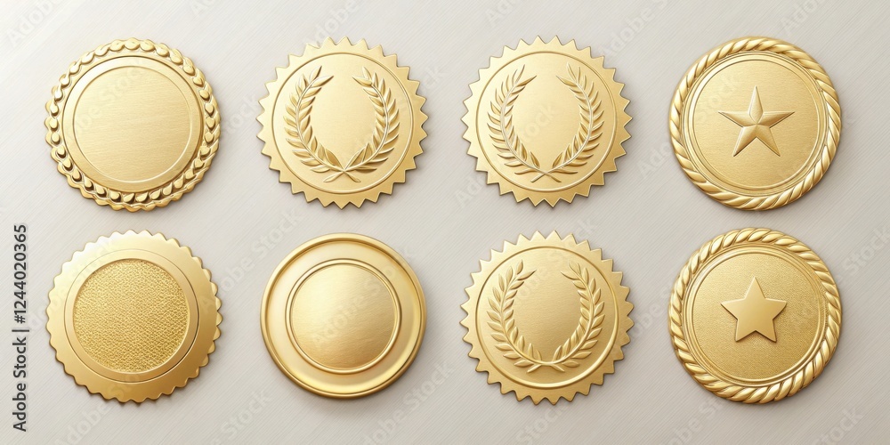 Collection of Golden Award Medals with Various Designs for Recognition Collection of Golden Award Medals with Various Designs for Recognition