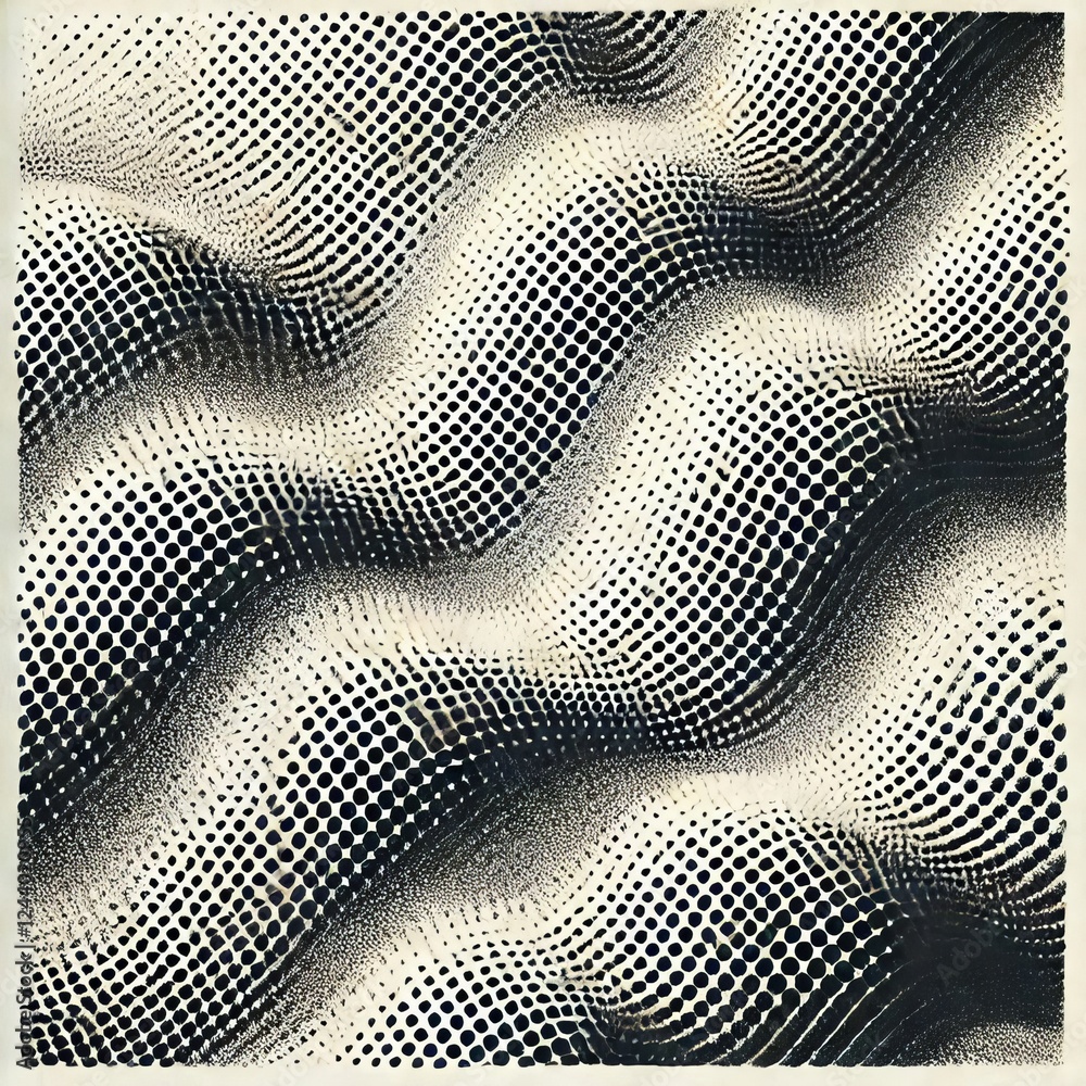 Fototapeta premium The image is a halftone pattern, composed of numerous small, dark dots on a white background.
