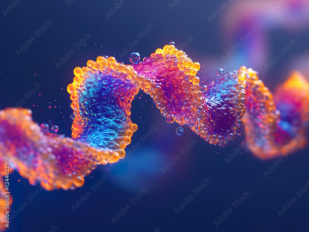 Naklejka premium Futuristic 3D DNA model with luminous effect