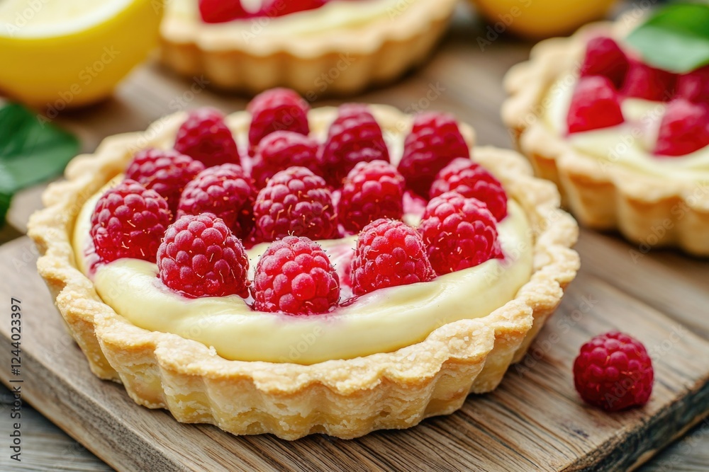 A close-up shot of a sweet pastry filled with fresh raspberries, perfect for a bakery or dessert promotion A close-up shot of a sweet pastry filled with fresh raspberries, perfect for a bakery or dessert promotion