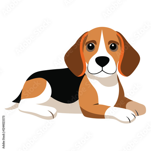 beagle dog isolated on white, Color vector illustration. Pet animal  