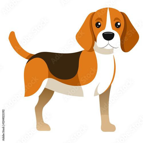 beagle dog isolated on white, Color vector illustration. Pet animal  